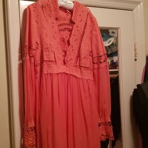 Free PeopleOrange/Coral long sleeve shirt like new